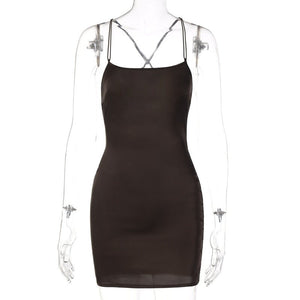Women's summer new nightclub dress satin one - shoulder sexy backpack bodycon dress - Negative Apparel