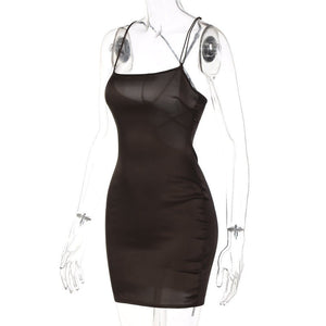 Women's summer new nightclub dress satin one - shoulder sexy backpack bodycon dress - Negative Apparel
