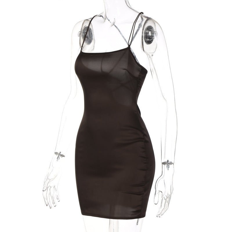 Women's summer new nightclub dress satin one - shoulder sexy backpack bodycon dress - Negative Apparel