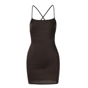 Women's summer new nightclub dress satin one - shoulder sexy backpack bodycon dress - Negative Apparel