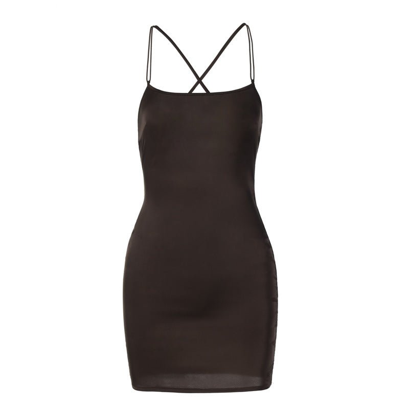Women's summer new nightclub dress satin one - shoulder sexy backpack bodycon dress - Negative Apparel
