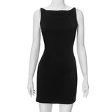 Women's summer new style solid color sleeveless simple vest tight bodycon dress - Negative Apparel