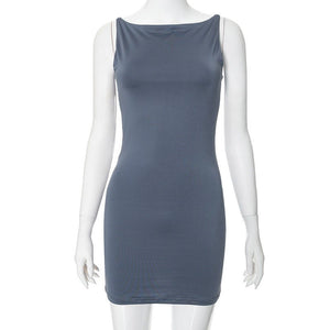 Women's summer new style solid color sleeveless simple vest tight bodycon dress - Negative Apparel