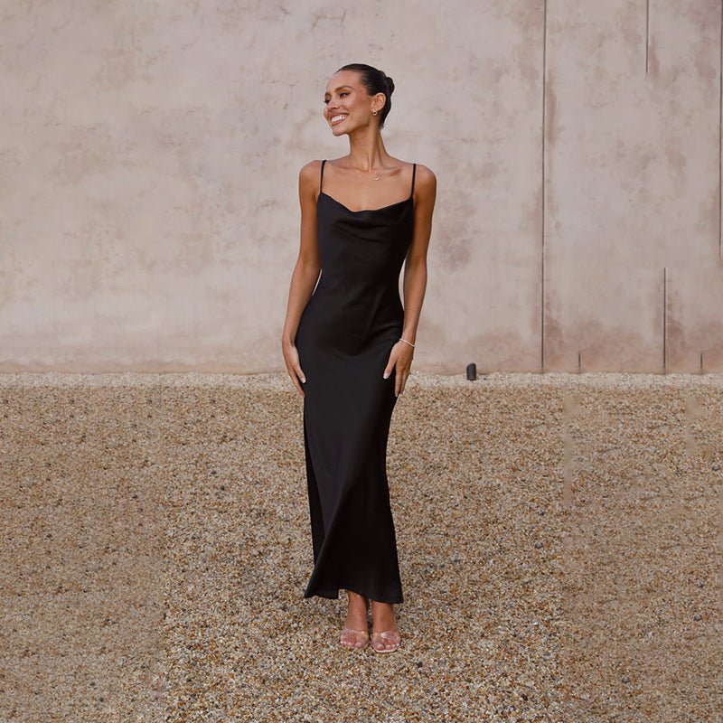 Women’s Summer Sexy Commuter V - Neck Spaghetti Strap Bodycon Maxi Dress - Negative Apparel