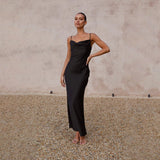 Women’s Summer Sexy Commuter V - Neck Spaghetti Strap Bodycon Maxi Dress - Negative Apparel