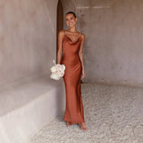 Women’s Summer Sexy Commuter V - Neck Spaghetti Strap Bodycon Maxi Dress - Negative Apparel