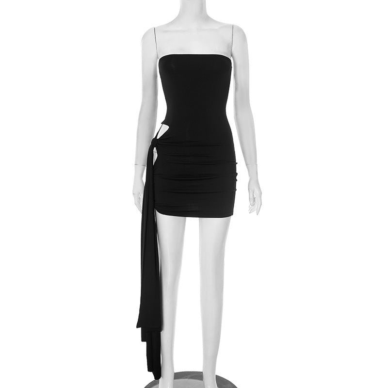 Women's summer sexy slim - fit tube top hip ribbon dress - Negative Apparel