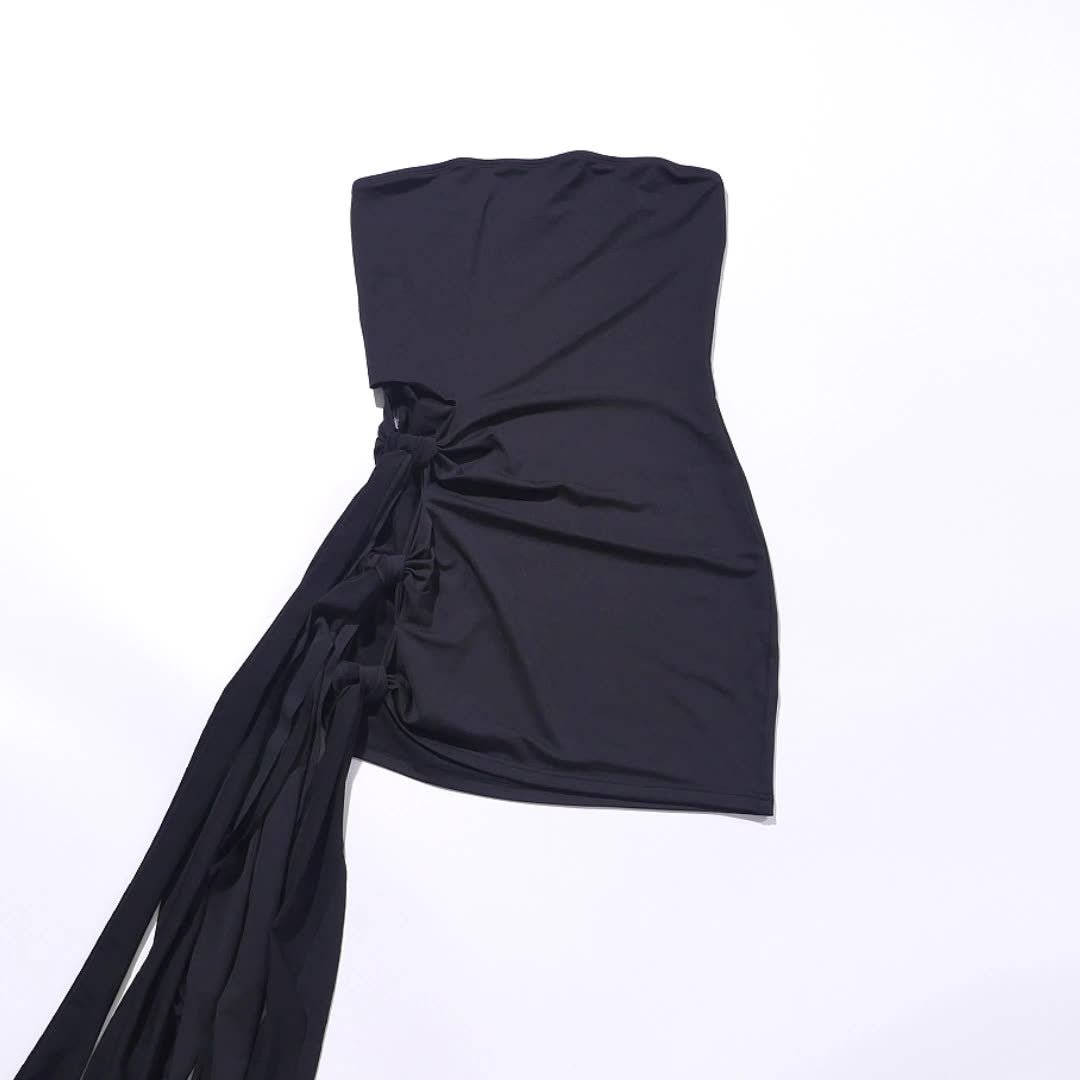 Women's summer sexy slim - fit tube top hip ribbon dress - Negative Apparel