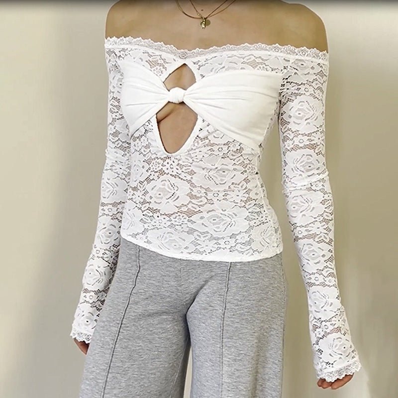 Women's summer style tight one shoulder lace top - Negative Apparel