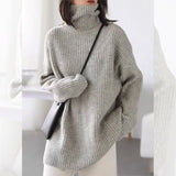 Women’s Thick Waffle Knit Pullover Sweater – Semi - Turtleneck Commuter Style | Solid Color Long Sleeve Knitwear - Negative Apparel