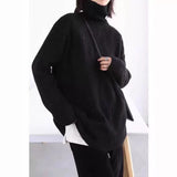 Women’s Thick Waffle Knit Pullover Sweater – Semi - Turtleneck Commuter Style | Solid Color Long Sleeve Knitwear - Negative Apparel