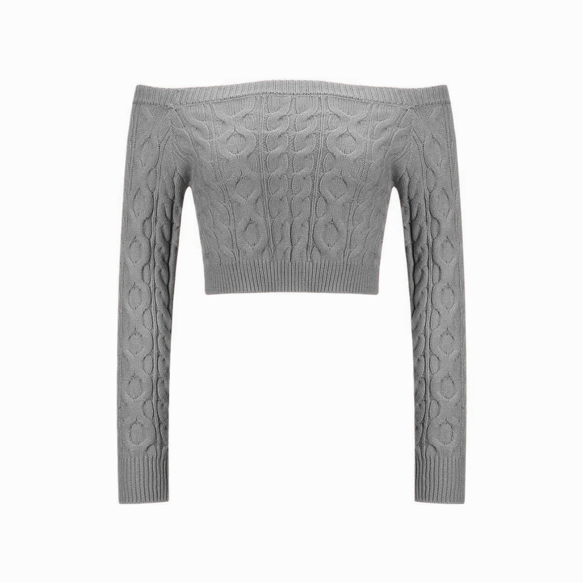 Women’s Twist Knit Off - Shoulder Pullover Sweater – Slim Fit Cropped Style - Negative Apparel