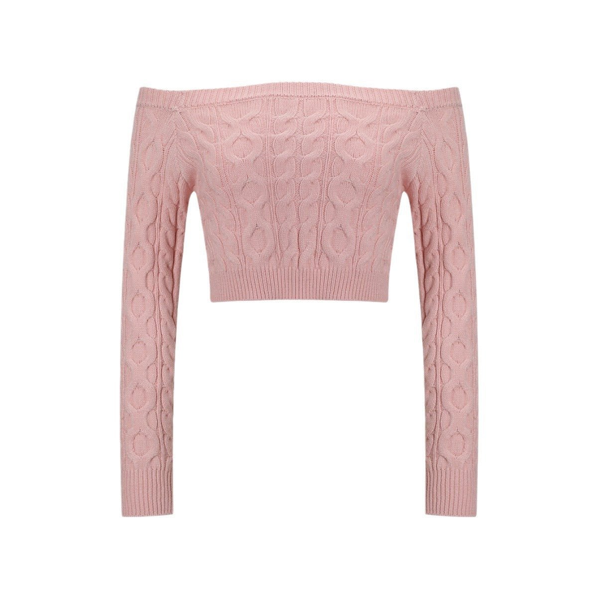 Women’s Twist Knit Off - Shoulder Pullover Sweater – Slim Fit Cropped Style - Negative Apparel