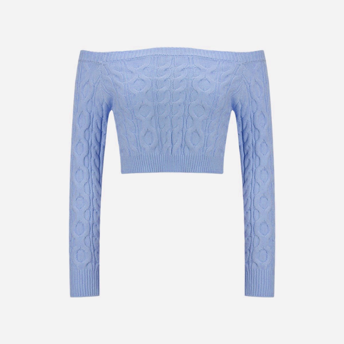 Women’s Twist Knit Off - Shoulder Pullover Sweater – Slim Fit Cropped Style - Negative Apparel