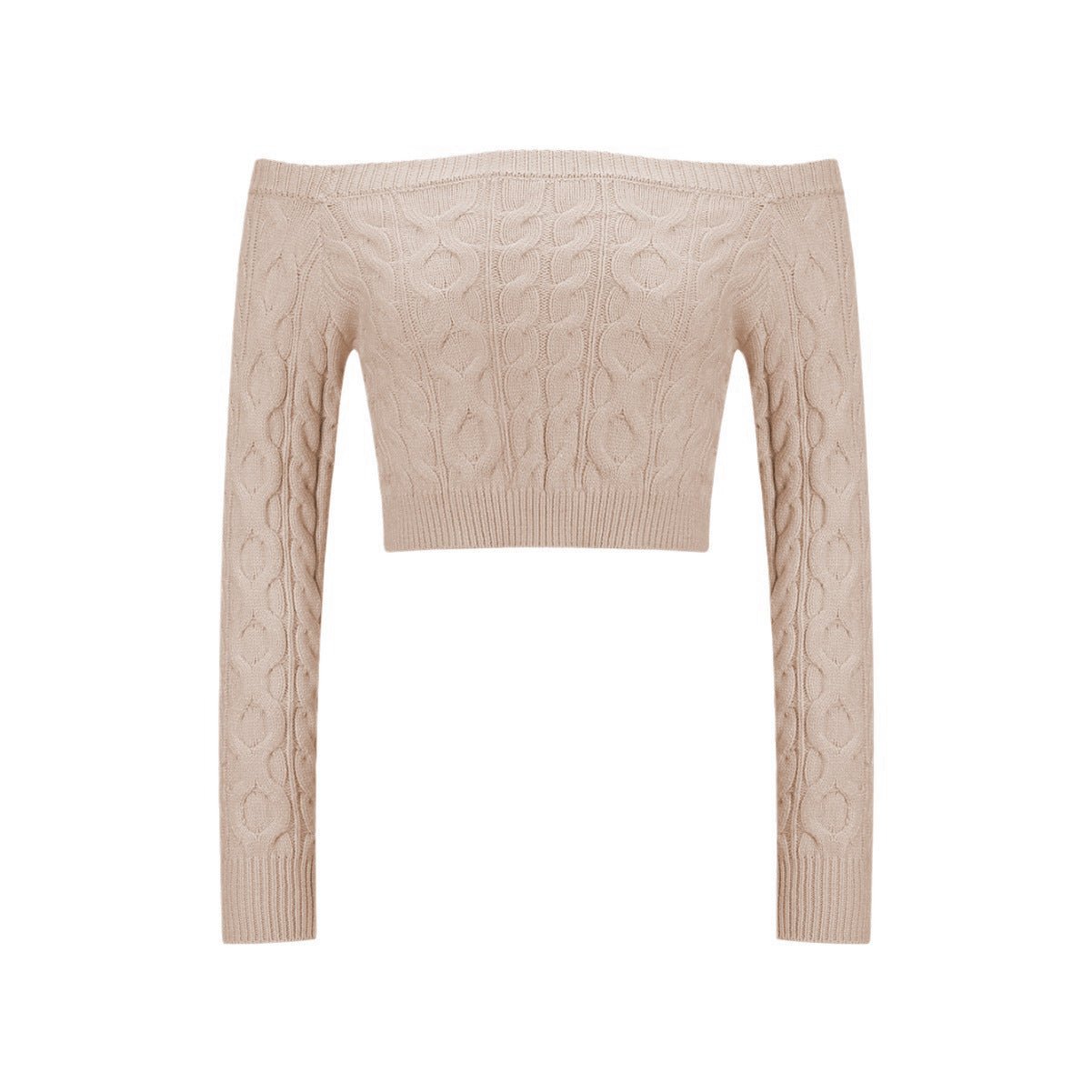 Women’s Twist Knit Off - Shoulder Pullover Sweater – Slim Fit Cropped Style - Negative Apparel