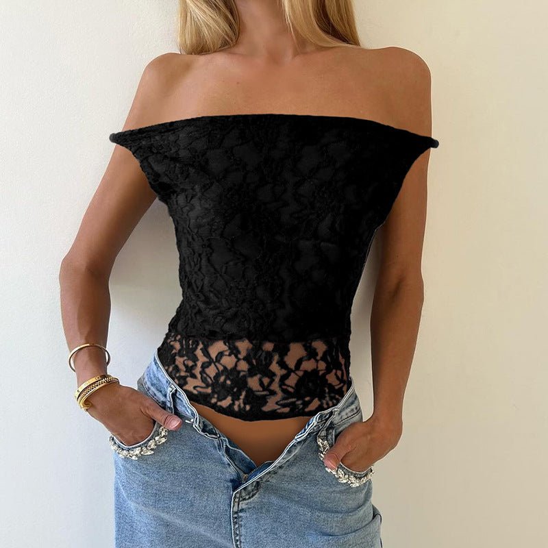 Women's Twist Knot Convertible Lace Bardot Top - Negative Apparel