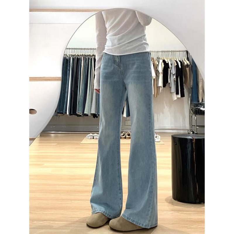 Women’s Ultra - Low Waist Wide Leg Jeans – Blue Summer Ultra - Thin Denim | Washed Casual Urban Style - Negative Apparel