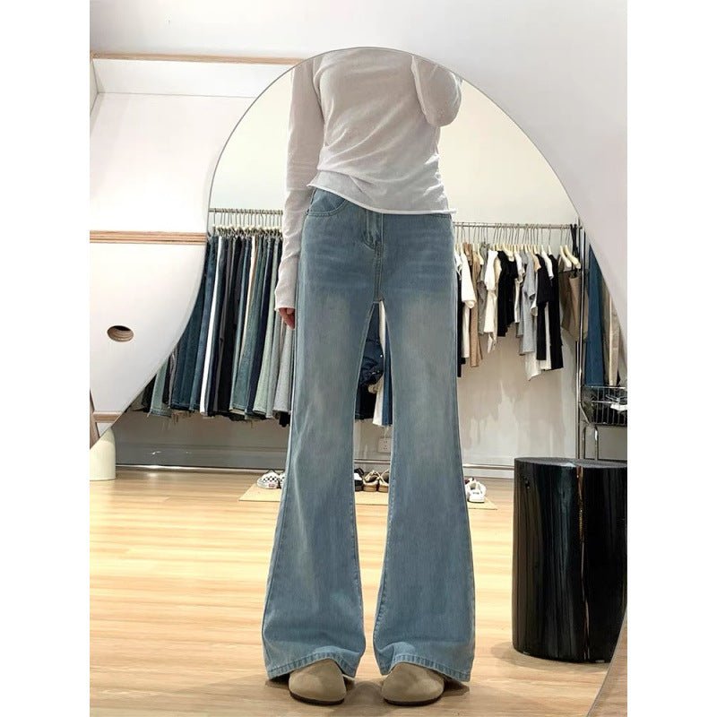 Women’s Ultra - Low Waist Wide Leg Jeans – Blue Summer Ultra - Thin Denim | Washed Casual Urban Style - Negative Apparel