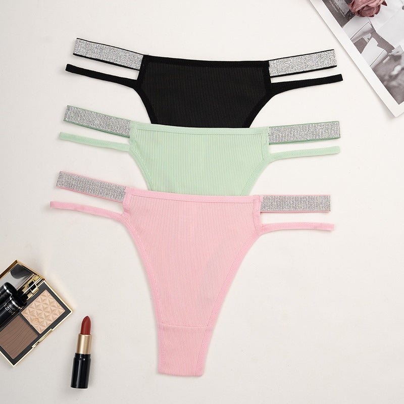 Women's underwear new sexy silver ribbon low waist thread thin underwear - Negative Apparel