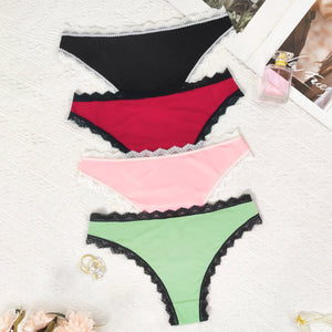 Women's underwear sexy bow heart buckle decorative lace mid - waist briefs for women - Negative Apparel