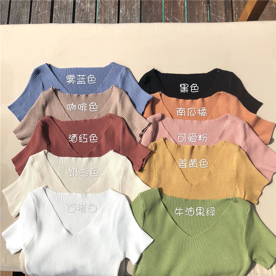 Women’s V - Neck Slim - Fit Knit Top – Lightweight Commuter Elegance - Negative Apparel