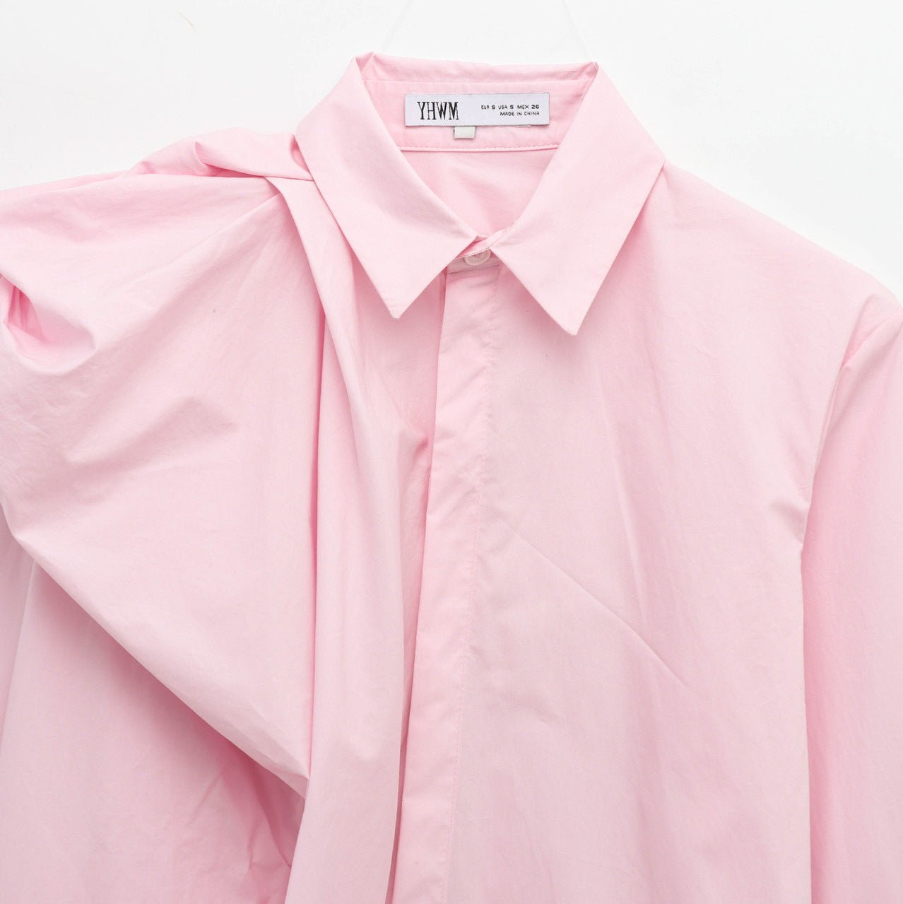 Women's White Poplin Shirt with Ruffle Shoulder Accent , European and American style - Negative Apparel