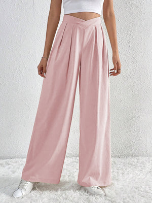 Women’s Wide - Leg Casual Pants – Low Waist, Asymmetric Detail, Winter Collection - Negative Apparel