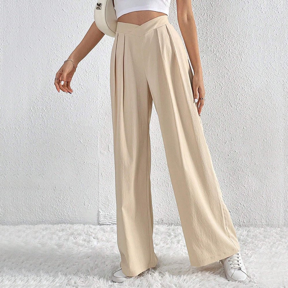 Women’s Wide - Leg Casual Pants – Low Waist, Asymmetric Detail, Winter Collection - Negative Apparel