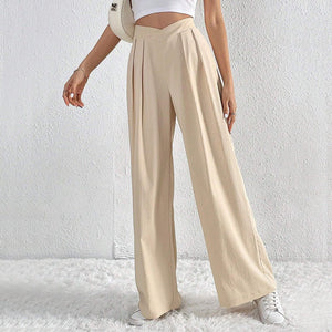 Women’s Wide - Leg Casual Pants – Low Waist, Asymmetric Detail, Winter Collection - Negative Apparel