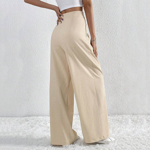 Women’s Wide - Leg Casual Pants – Low Waist, Asymmetric Detail, Winter Collection - Negative Apparel