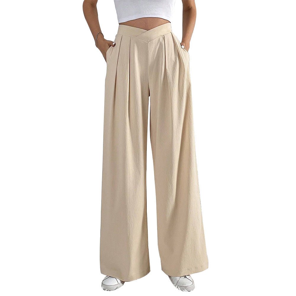 Women’s Wide - Leg Casual Pants – Low Waist, Asymmetric Detail, Winter Collection - Negative Apparel