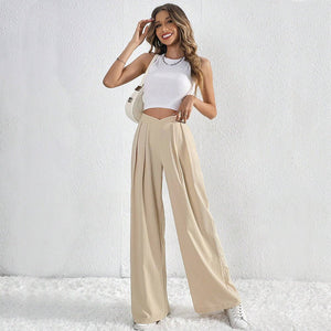 Women’s Wide - Leg Casual Pants – Low Waist, Asymmetric Detail, Winter Collection - Negative Apparel