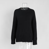 Women’s Wool Blend Sweater · Loose Pullover Knitwear · Autumn Winter Long Sleeve Casual Top - Negative Apparel
