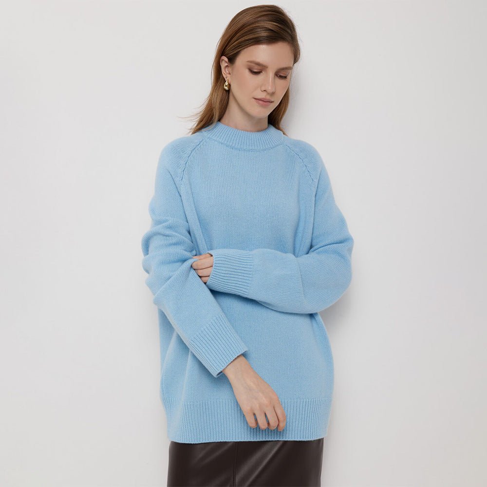 Women’s Wool Blend Sweater · Loose Pullover Knitwear · Autumn Winter Long Sleeve Casual Top - Negative Apparel