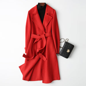 Women’s Wool Long Coat – Double - Breasted Slim - Fit Wool Jacket | 2025 Elegant Commuter Style - Negative Apparel
