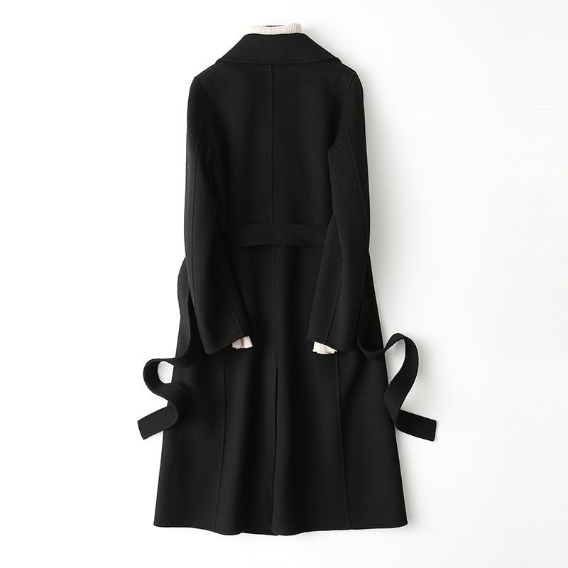 Women’s Wool Long Coat – Double - Breasted Slim - Fit Wool Jacket | 2025 Elegant Commuter Style - Negative Apparel