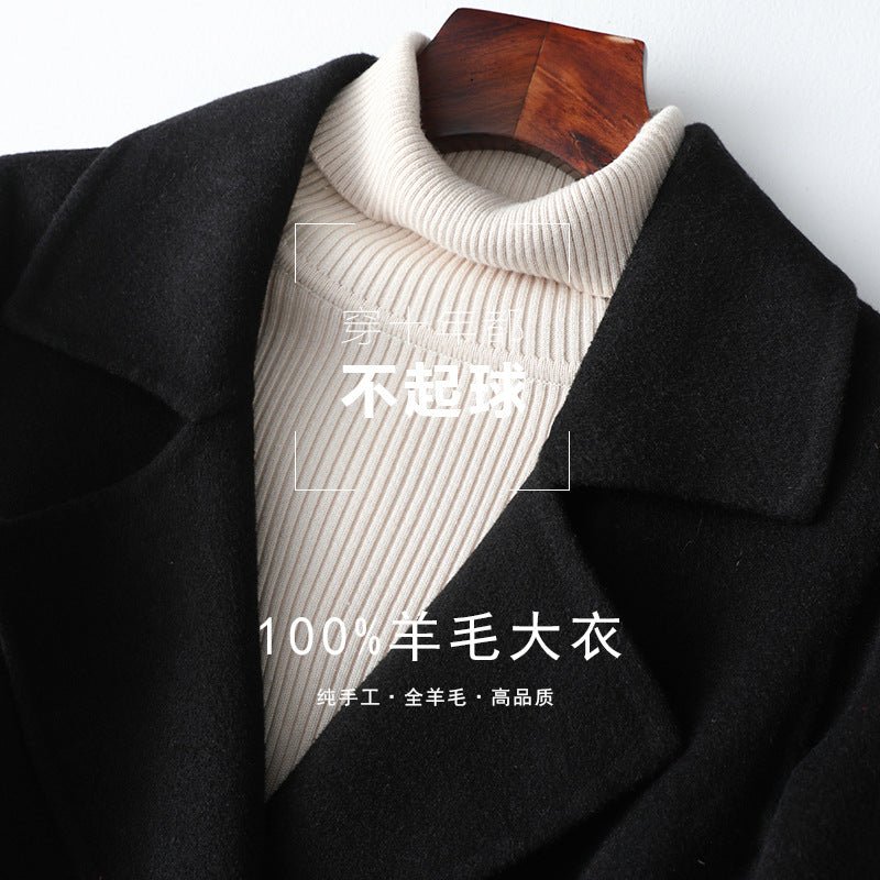 Women’s Wool Long Coat – Double - Breasted Slim - Fit Wool Jacket | 2025 Elegant Commuter Style - Negative Apparel