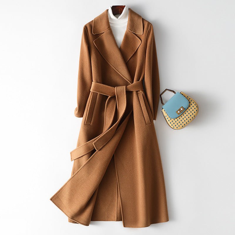 Women’s Wool Long Coat – Handcrafted Slim - Fit Korean Style Hidden Button Jacket | Autumn 2025 Collection - Negative Apparel