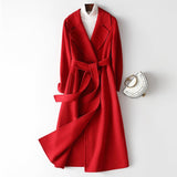Women’s Wool Long Coat – Handcrafted Slim - Fit Korean Style Hidden Button Jacket | Autumn 2025 Collection - Negative Apparel