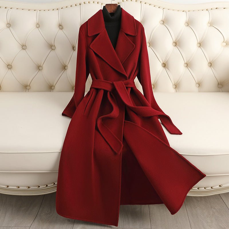 Women’s Wool Long Coat – Handcrafted Slim - Fit Korean Style Hidden Button Jacket | Autumn 2025 Collection - Negative Apparel