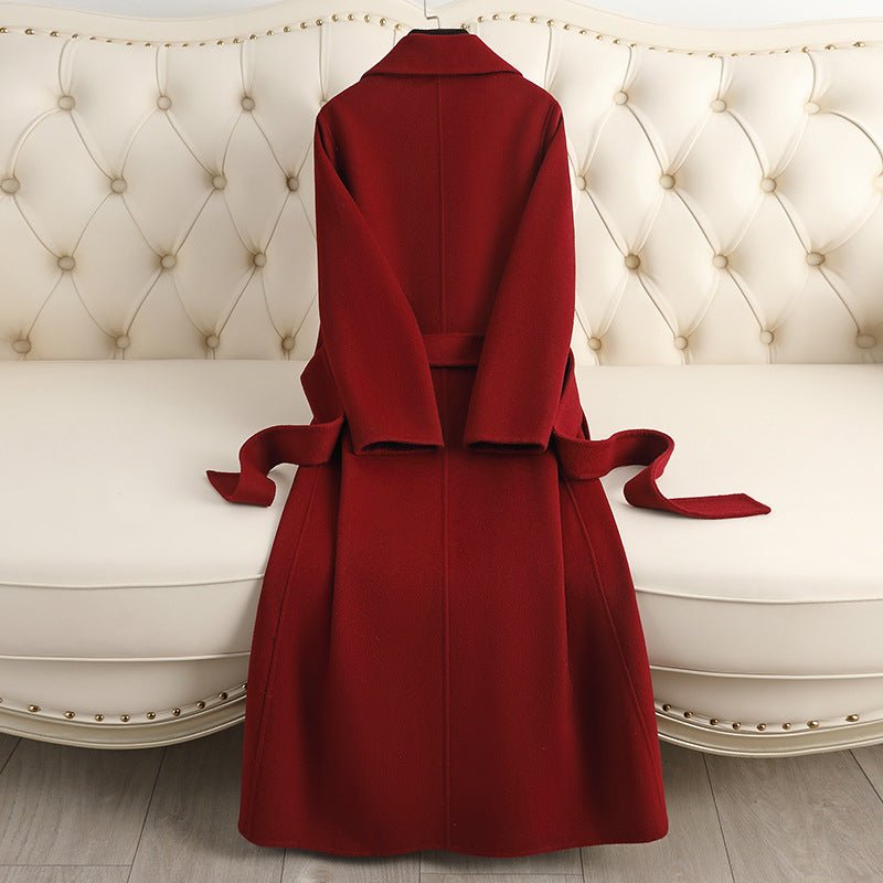 Women’s Wool Long Coat – Handcrafted Slim - Fit Korean Style Hidden Button Jacket | Autumn 2025 Collection - Negative Apparel