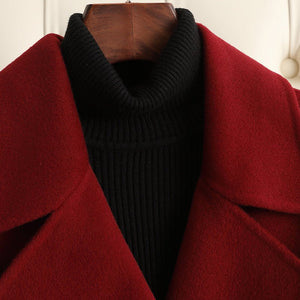 Women’s Wool Long Coat – Handcrafted Slim - Fit Korean Style Hidden Button Jacket | Autumn 2025 Collection - Negative Apparel
