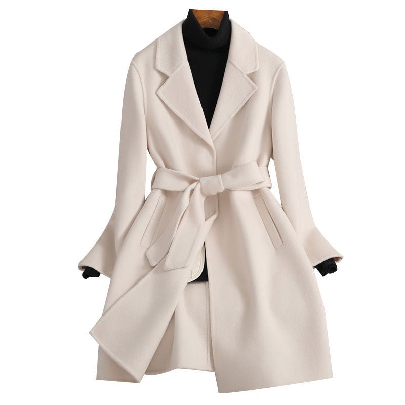 Women’s Wool Mid - Length Coat – Handmade Belted Urban Style Slim Fit Jacket | 100% Wool Summer 2025 Collection - Negative Apparel