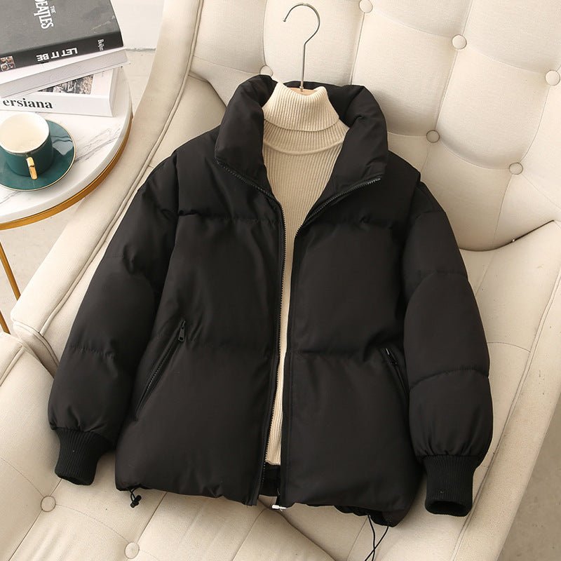 Yegami Women’s Thick Stand Collar Cotton Jacket – Korean Casual Winter Coat - Negative Apparel