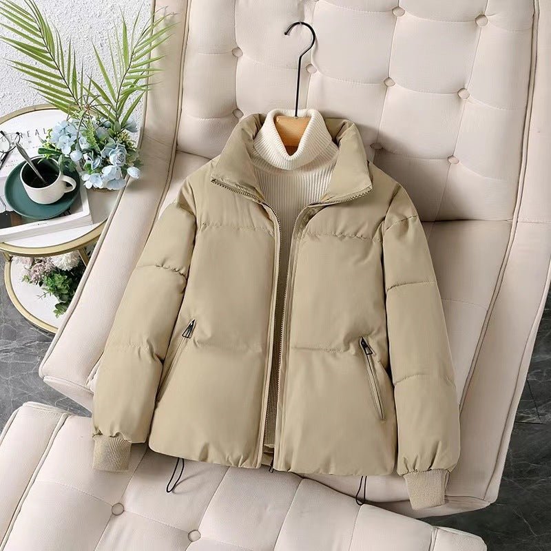 Yegami Women’s Thick Stand Collar Cotton Jacket – Korean Casual Winter Coat - Negative Apparel