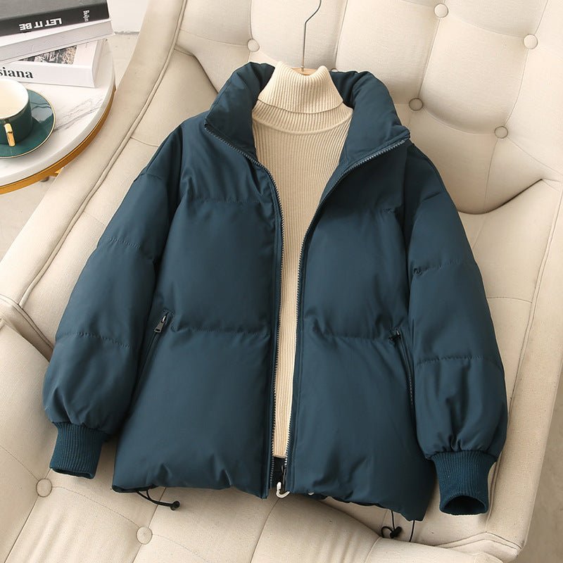 Yegami Women’s Thick Stand Collar Cotton Jacket – Korean Casual Winter Coat - Negative Apparel