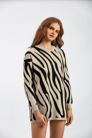 Zebra pattern fashion knitted pullover sweater - Negative Apparel