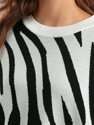 Zebra pattern fashion knitted pullover sweater - Negative Apparel