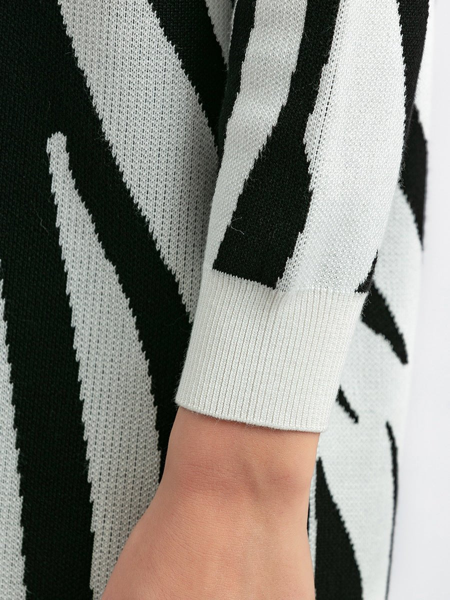 Zebra pattern fashion knitted pullover sweater - Negative Apparel