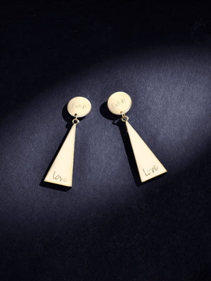 14K Plated Triangle Drop Earrings - Negative Apparel